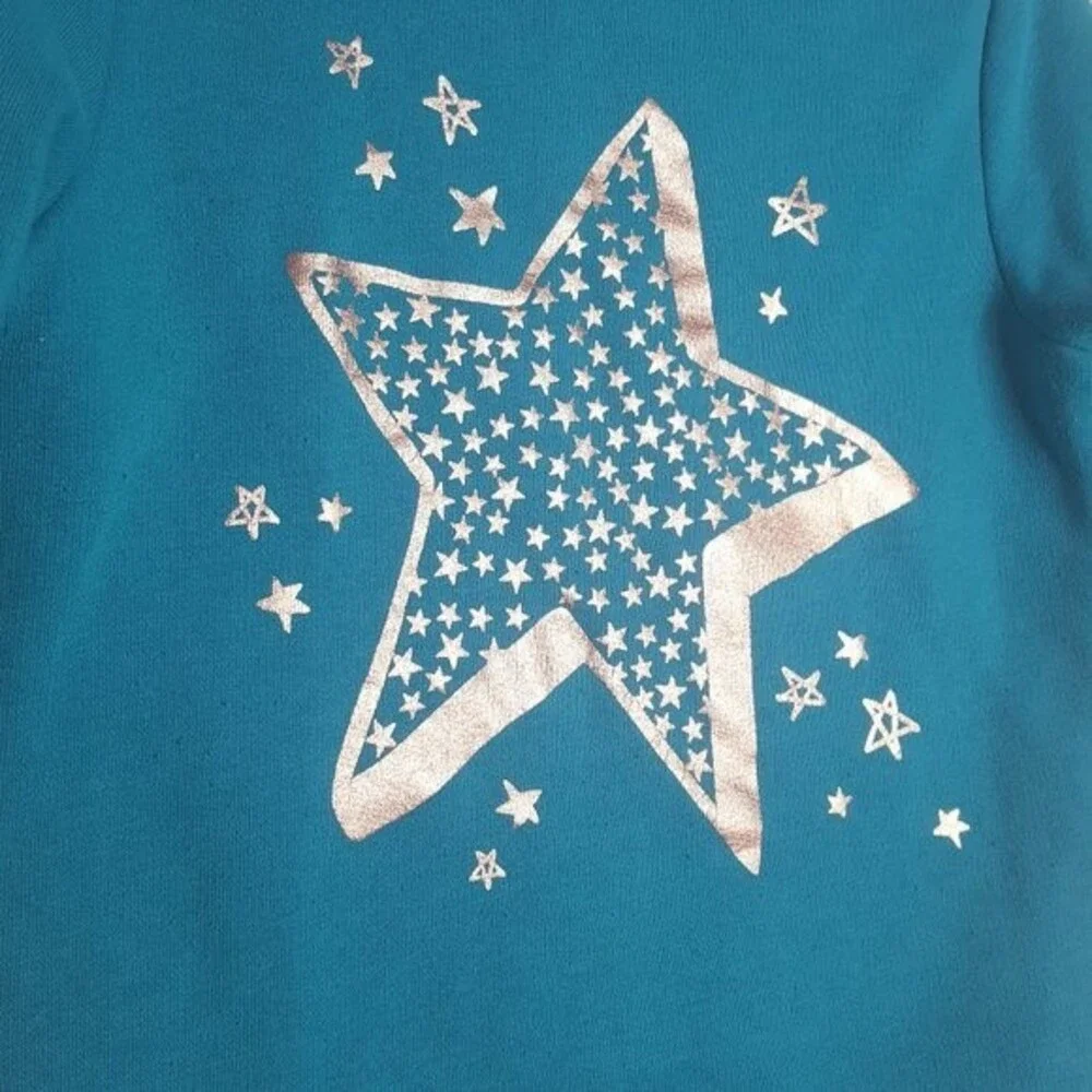 Old Navy Blue Tunic Metallic Star Sweatshirt